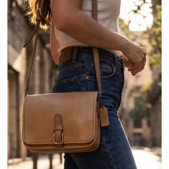 Vtg Coach Leather Crossbody Saddle Pouch Bag 9590 Made In NYC '90's - Picture 2 of 11